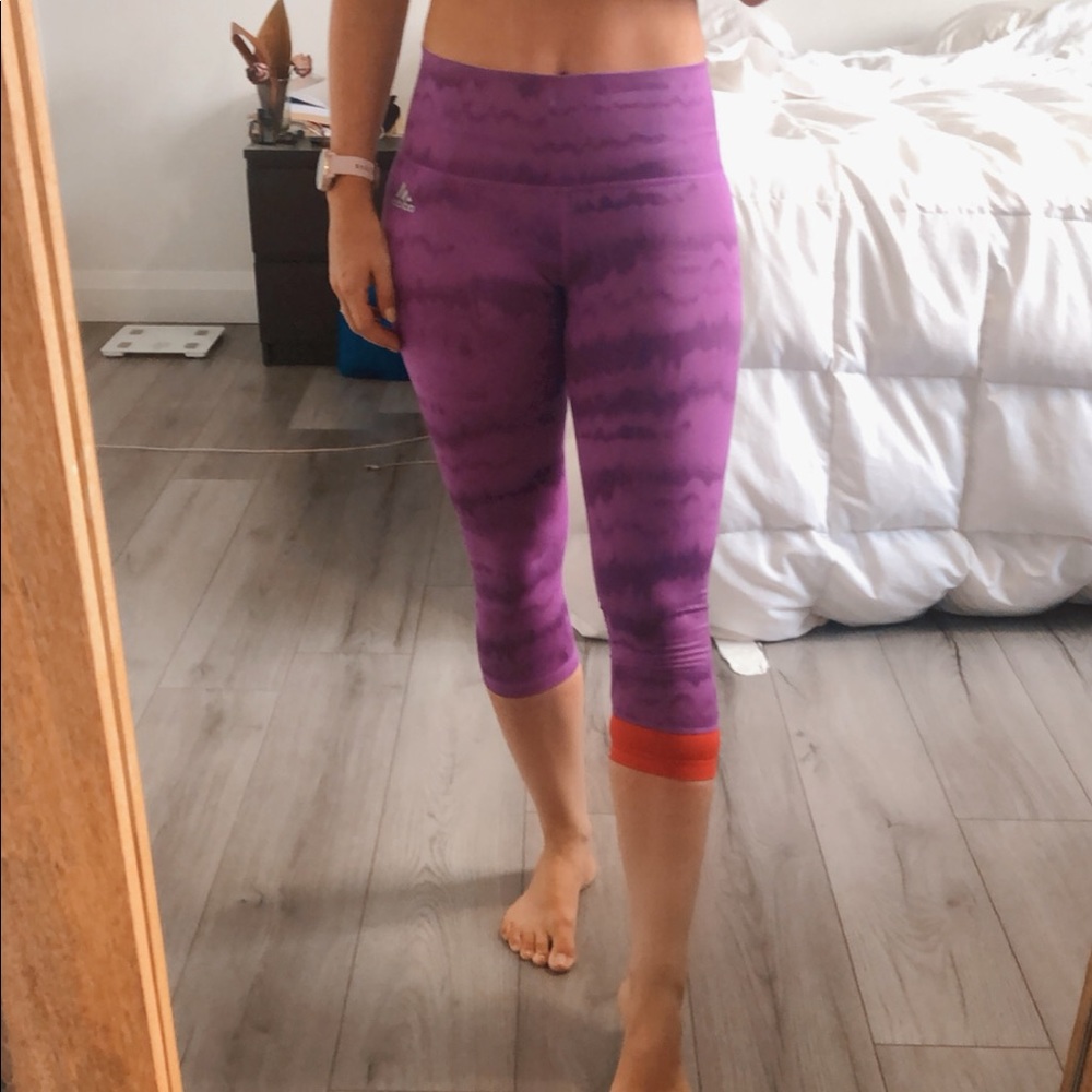 Tie dye Colour Leak Purple Adidas Climalite Crops